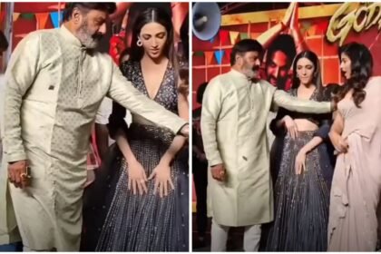 Balayya publicly pushed actress Anjali off the stage while people were watching, Anjali got angry but laughed and adjusted, video went viral