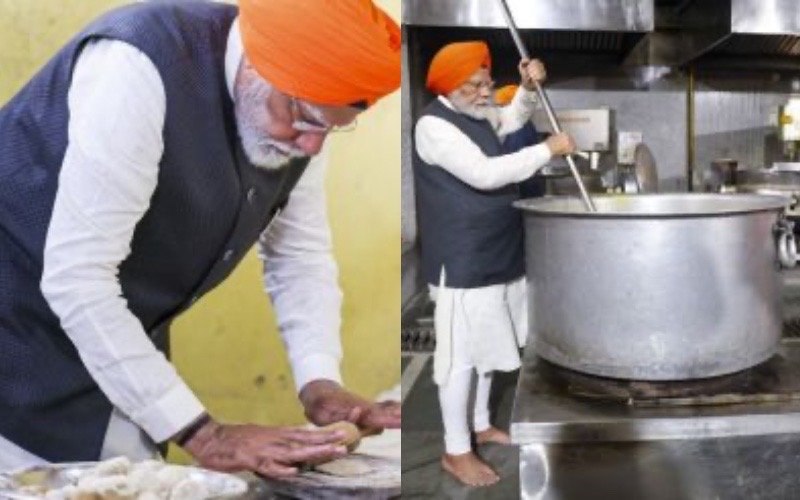 Modi spread chapati in community kitchen. Prime Minister Narendra Modi emotionally.