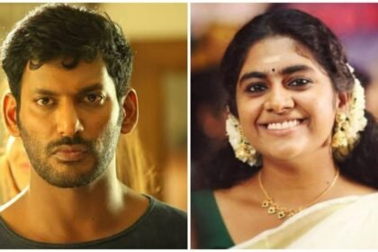 Tamil actor Vishal and actress Nimisha Sajayan together on air because of these similar reactions made by the 2