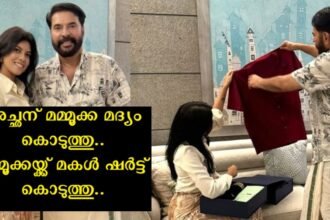 Did you understand this girl gifting Mammootty a red shirt?  She is the daughter of a former actor