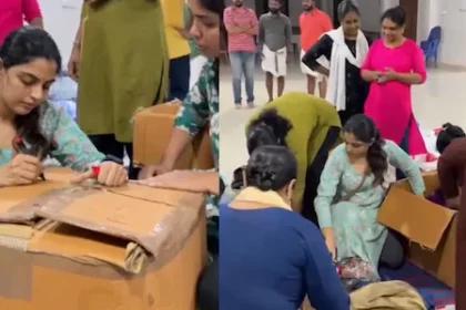 Nikhila Vimal at the collection center for Wayanad late at night. Video viral