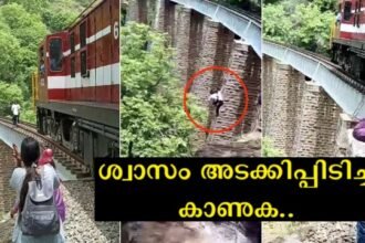 The newlyweds climbed the railway bridge for a photo shoot, suddenly the train came, the shocking scene was captured on camera by the family members.