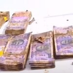 7 bundles of 500 and 5 bundles of 100. Fire force recovered four lakh rupees wrapped in plastic cover.