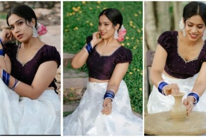 Athira Madhav looked beautiful in blue and white silk skirt, but the audience who saw the pictures noticed the change in the actress's body, and the audience wondered when this happened.