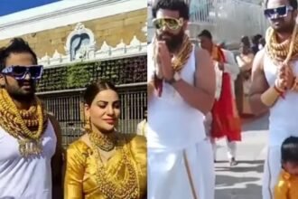 Family from Pune visits Tirumala Venkateswara Temple wearing 25 kg of gold.Video Viral