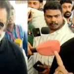 Suresh Gopi pushed the journalists away. He pulled the car door and left