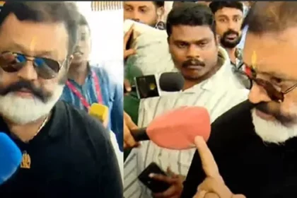 Suresh Gopi pushed the journalists away. He pulled the car door and left