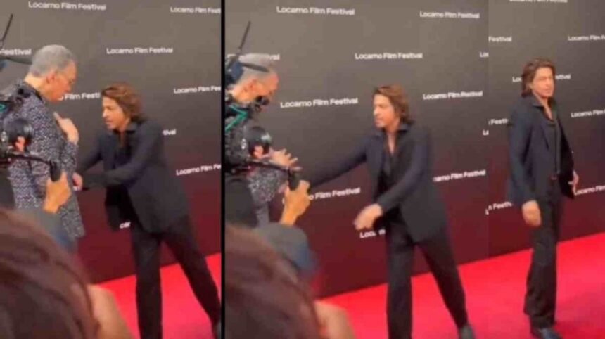 Those who talk about the goodness of Shah Rukh Khan watch this, Shah Rukh grabs an old man and pushes him away, because this is