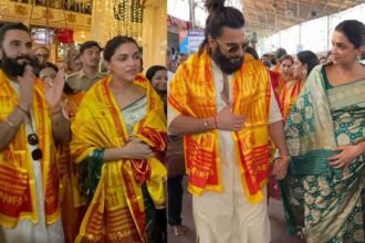 The biggest superstar India has ever seen, yet came to worship the temple like a common man, the star was applauded